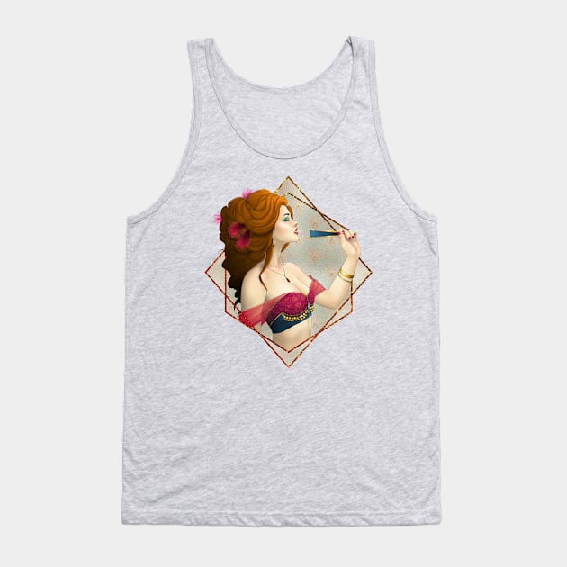 Dancing Girl - Before the Snap of the Fan Tank Top by CatAstropheBoxes